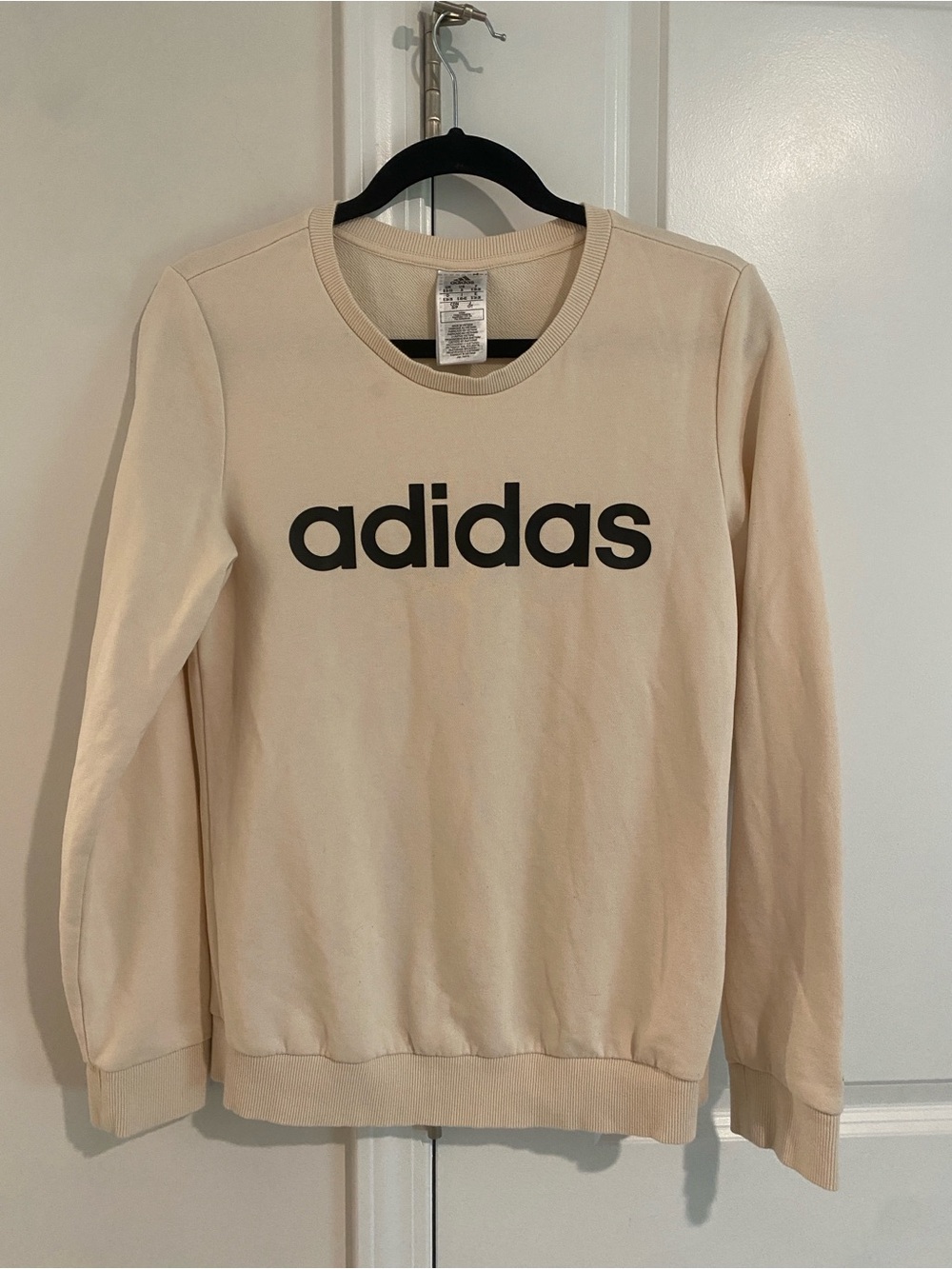 adidas Cream Crewneck Sweatshirt with Black Logo